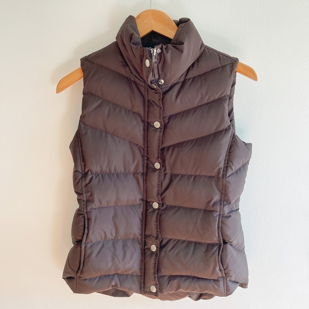 J-CREW Luxe Chocolate Down Puffer Vest